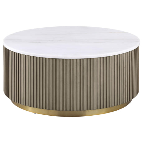 Jason Greige/White Marble Round Marble Top Coffee Table from Coaster - Luna Furniture