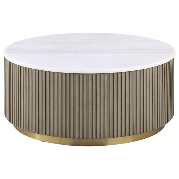 Jason Greige/White Marble Round Marble Top Coffee Table