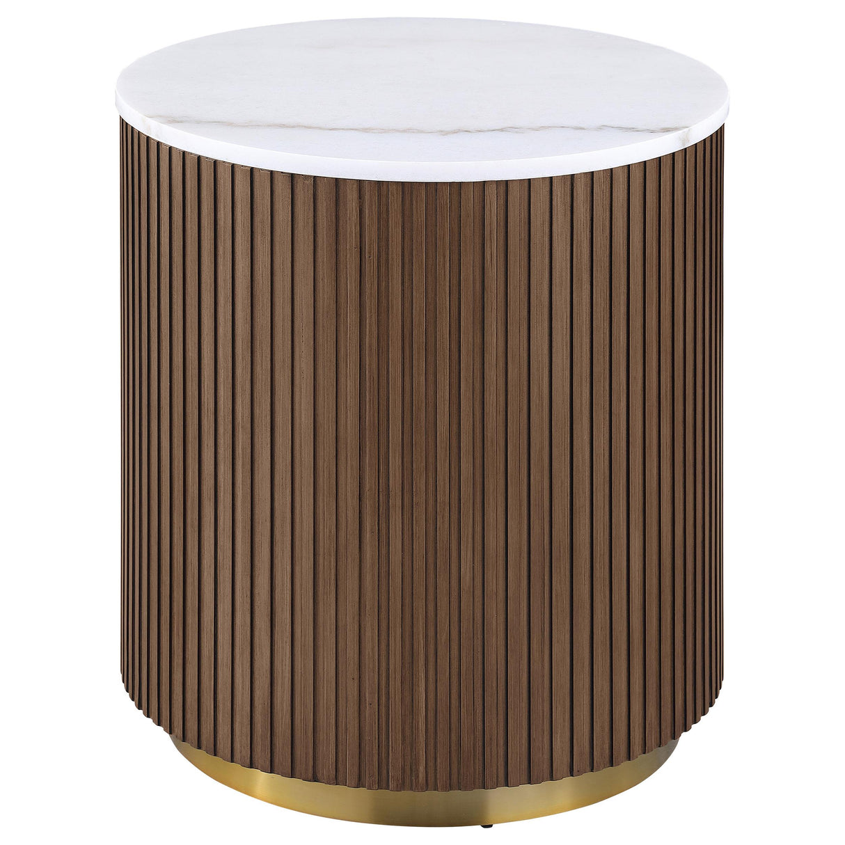Jason White/Honey Brown Round Marble Top Side End Table from Coaster - Luna Furniture
