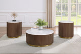 Jason White/Honey Brown Round Marble Top Side End Table from Coaster - Luna Furniture