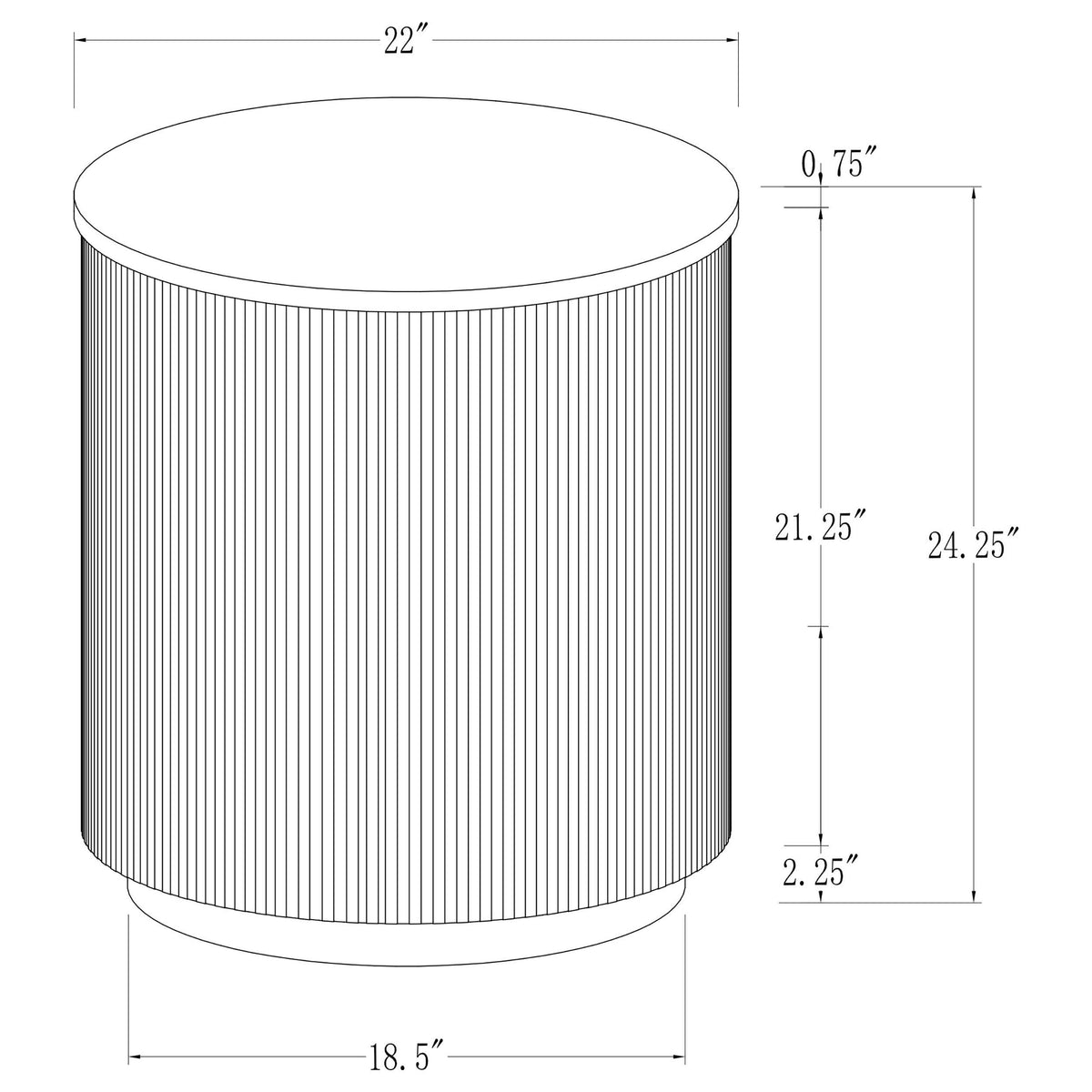 Jason honey brown fluted coffee table base detail, vertical wood slats