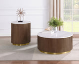 Jason White/Honey Brown Round Marble Top Coffee Table from Coaster - Luna Furniture