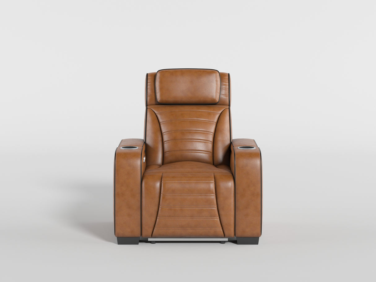 Cyber Gray Power Reclining Chair with Power Headrest, Cup holder, Charging Ports and LED Lighting from Homelegance - Luna Furniture
