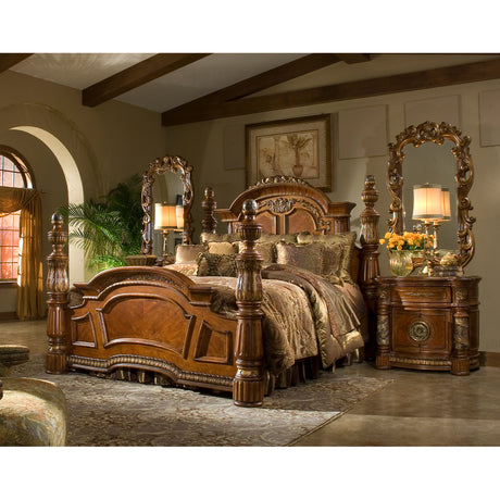 Villa Valencia Classic Chestnut Cal King Low Poster Bed from Michael Amini - Luna Furniture