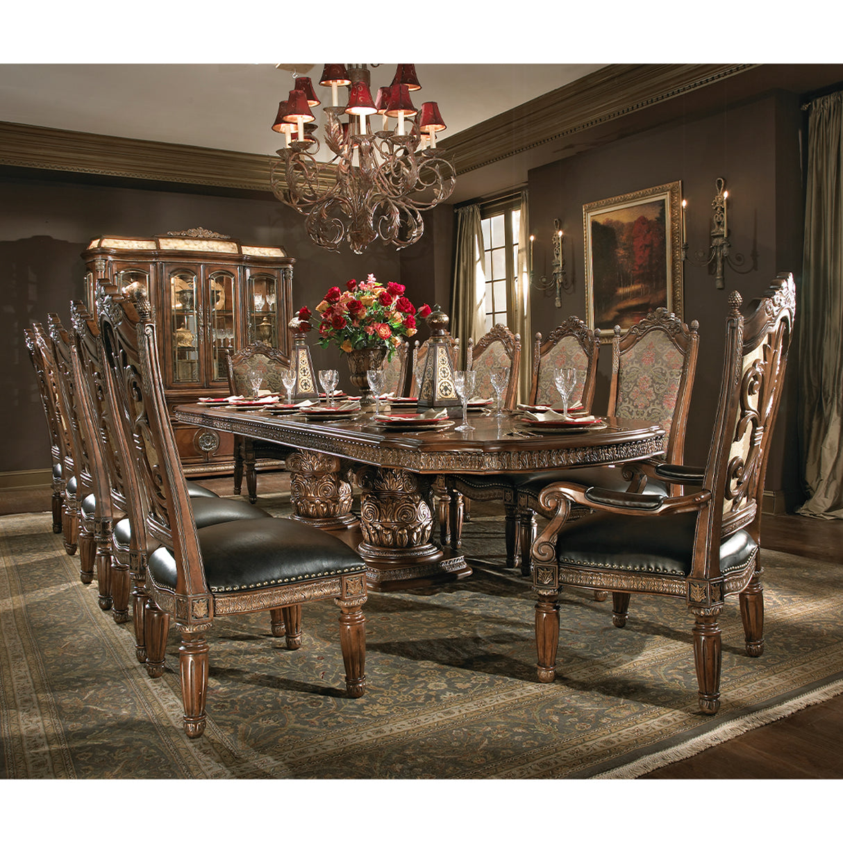 Villa Valencia Classic Chestnut Rectangular Dining Table from Michael Amini - Luna Furniture