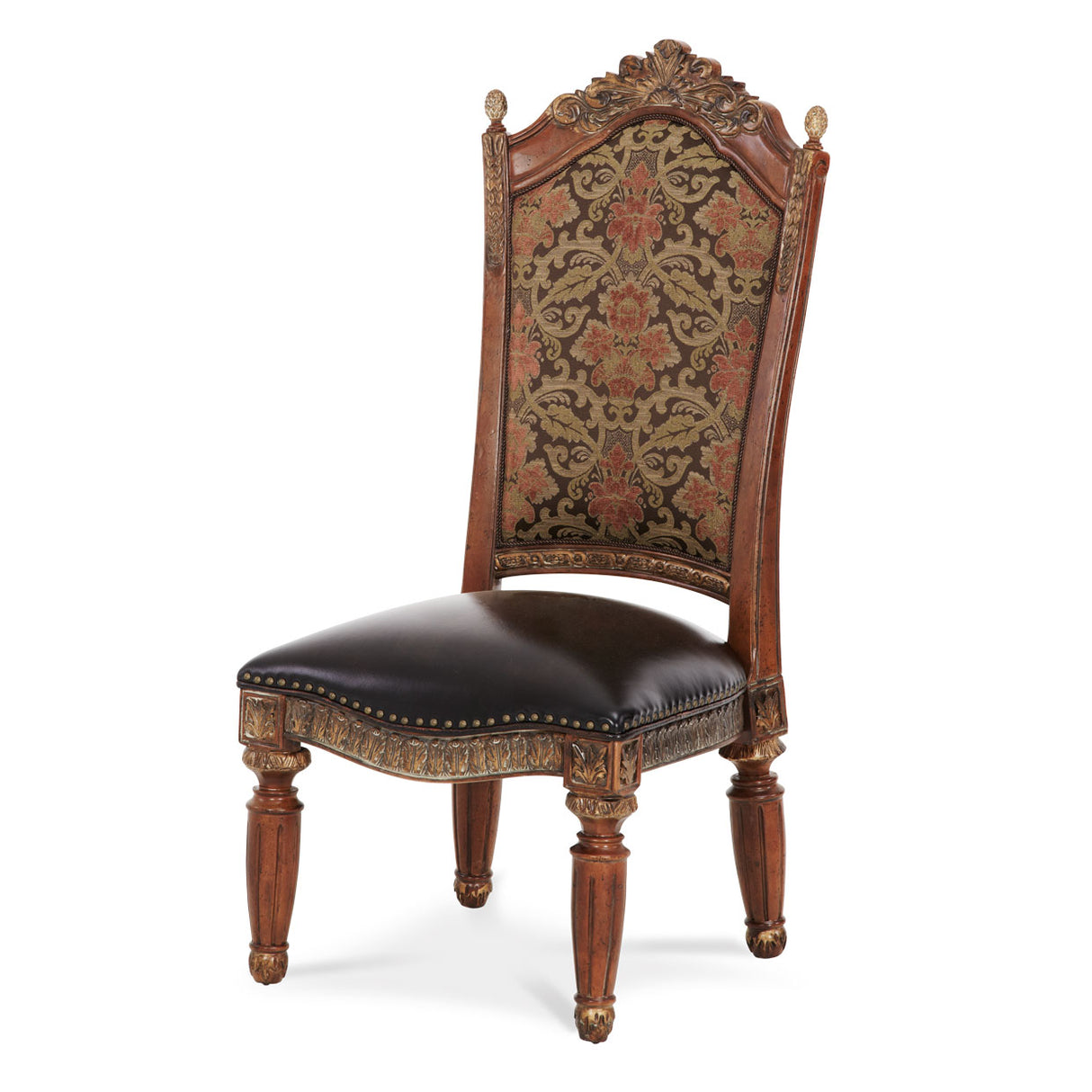 Villa Valencia Classic Chestnut Leather Dining Side Chair from Michael Amini - Luna Furniture