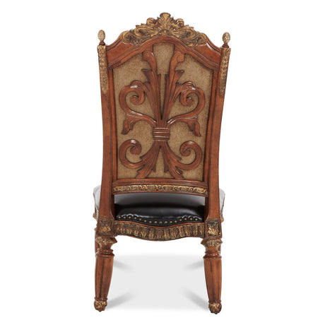 Villa Valencia Classic Chestnut Leather Dining Side Chair from Michael Amini - Luna Furniture