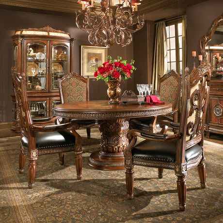 Villa Valencia Classic Chestnut Leather Dining Arm Chair from Michael Amini - Luna Furniture