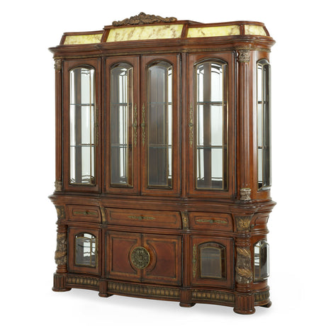 Villa Valencia Classic Chestnut China Cabinet With Light Box from Michael Amini - Luna Furniture