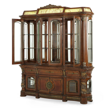 Villa Valencia Classic Chestnut China Cabinet With Light Box from Michael Amini - Luna Furniture