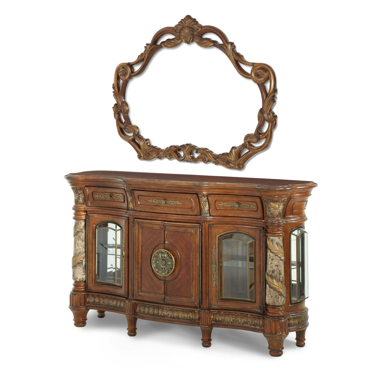 Villa Valencia Classic Chestnut Sideboard With Mirror from Michael Amini - Luna Furniture