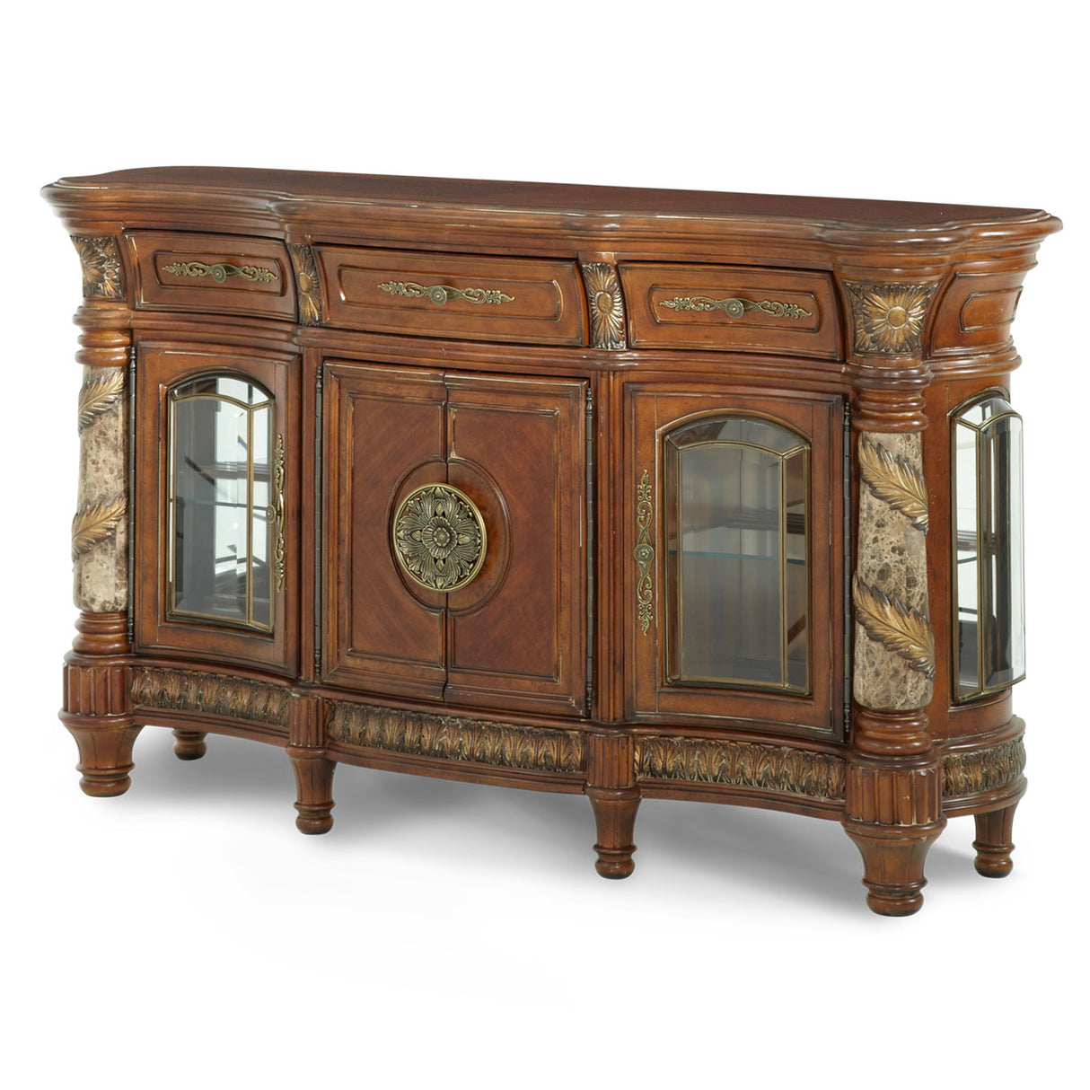 Villa Valencia Classic Chestnut Sideboard With Mirror from Michael Amini - Luna Furniture