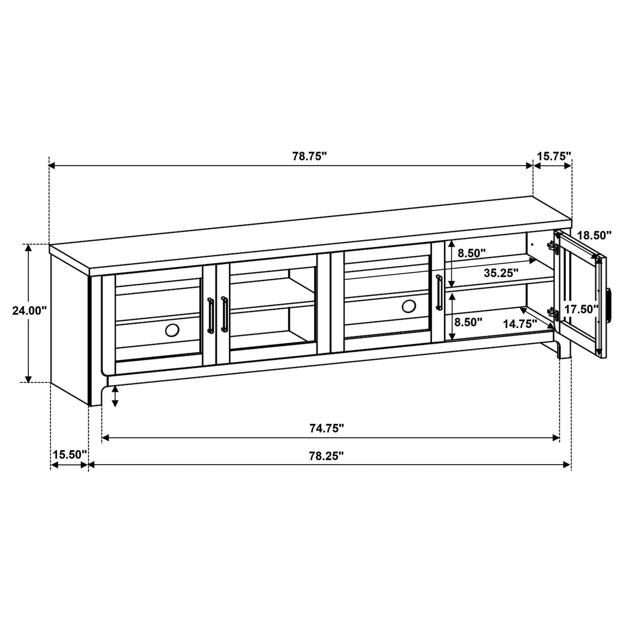 Brenham Light Oak 79-inch 4-Door TV Stand Media Console from Coaster - Luna Furniture