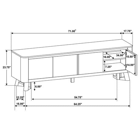Trotter Brown 71-inch 4-Door Wood TV Stand Media Console from Coaster - Luna Furniture