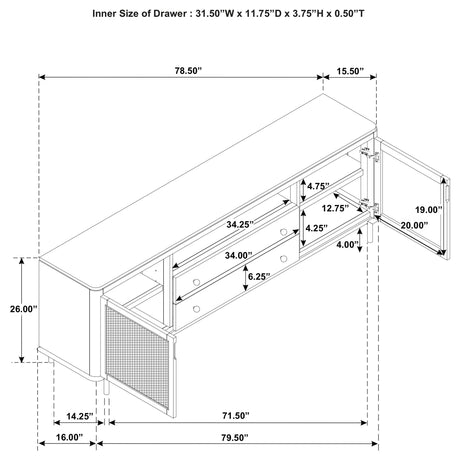 Arini Sand Wash Rattan Cane 2-door TV Stand Media Console from Coaster - Luna Furniture