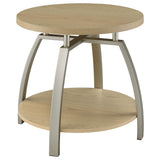 Dacre Greige Round Engineered Wood Top Side End Table from Coaster - Luna Furniture