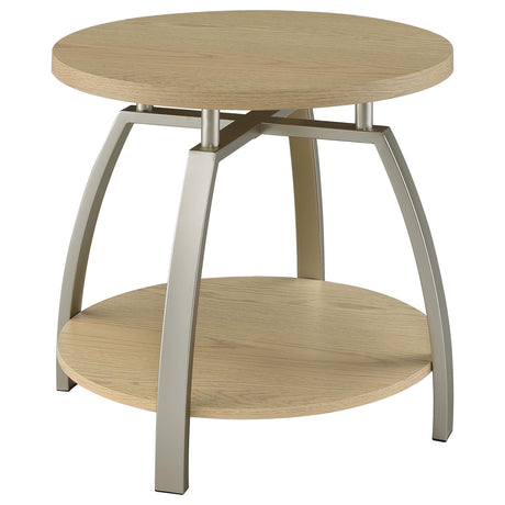 Dacre Greige Round Engineered Wood Top Side End Table from Coaster - Luna Furniture