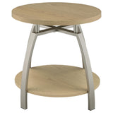 Dacre Greige Round Engineered Wood Top Side End Table from Coaster - Luna Furniture