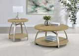 Dacre Greige Round Engineered Wood Top Side End Table from Coaster - Luna Furniture