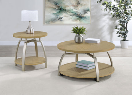 Dacre Greige Round Engineered Wood Top Side End Table from Coaster - Luna Furniture