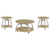 Dacre Greige 3-piece Round Coffee and End Table Set from Coaster - Luna Furniture