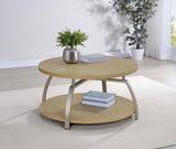 Dacre Greige Round Engineered Wood Top Coffee Table from Coaster - Luna Furniture