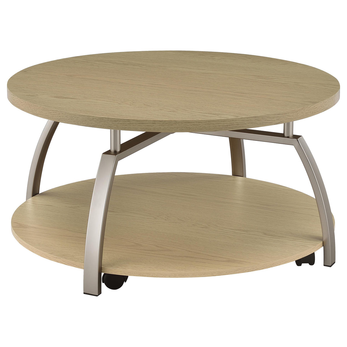 Dacre Greige Round Engineered Wood Top Coffee Table from Coaster - Luna Furniture