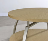 Dacre Greige Round Engineered Wood Top Coffee Table from Coaster - Luna Furniture