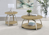 Dacre Greige Round Engineered Wood Top Coffee Table from Coaster - Luna Furniture
