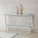 Saide Chrome Rectangular Sofa Table with Mirrored Shelf from Coaster - Luna Furniture
