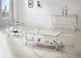 Saide Chrome Rectangular Sofa Table with Mirrored Shelf from Coaster - Luna Furniture