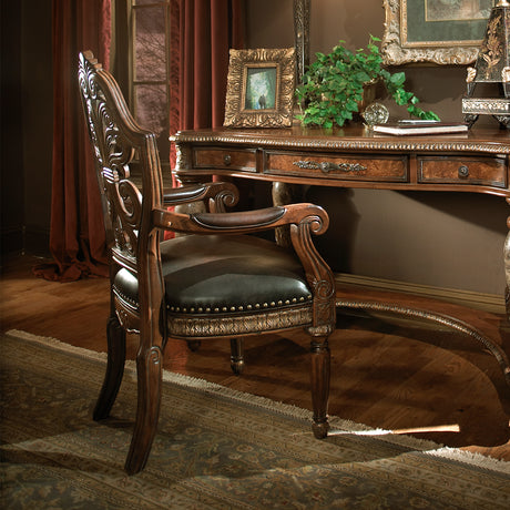 Villa Valencia Classic Chestnut Leather Desk Chair from Michael Amini - Luna Furniture