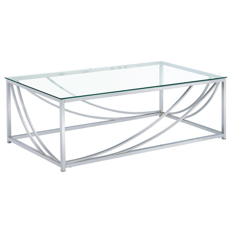 Lille Chrome 3-Piece Glass Top Coffee, End and Sofa Table Set from Coaster - Luna Furniture
