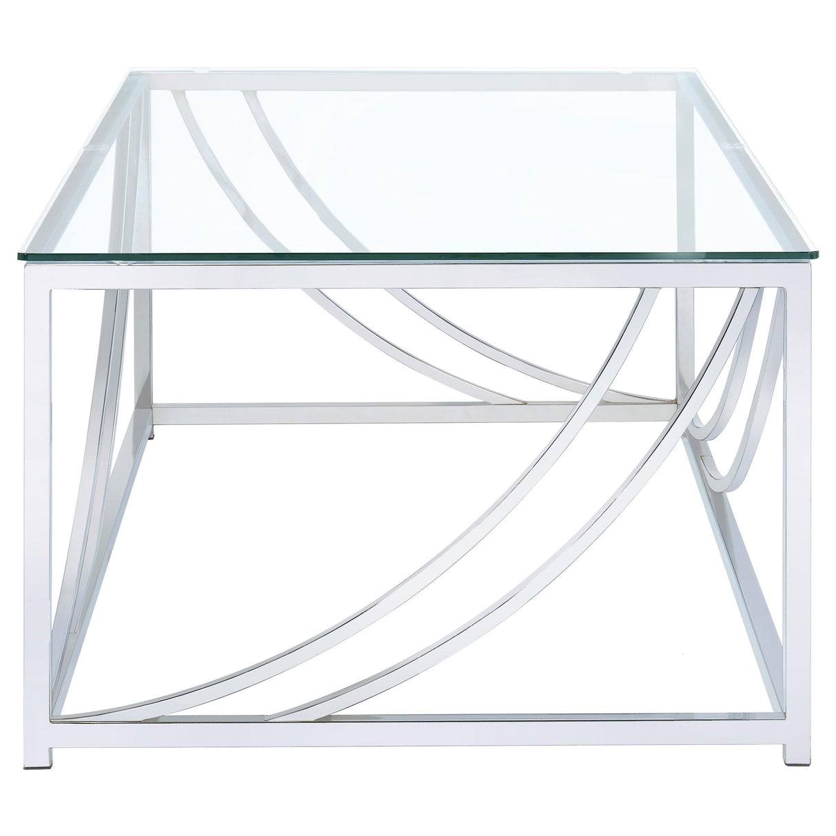 Lille Chrome Accents Glass Top Rectangular Coffee Table from Coaster - Luna Furniture