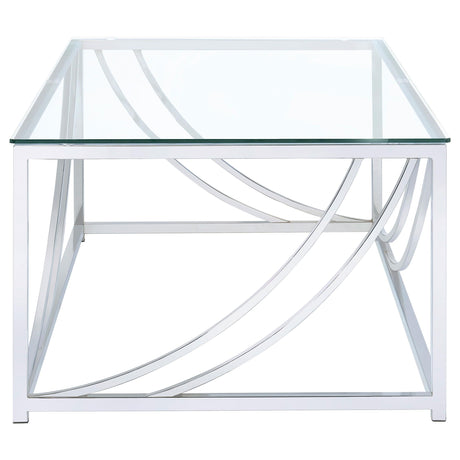 Lille Chrome Accents Glass Top Rectangular Coffee Table from Coaster - Luna Furniture