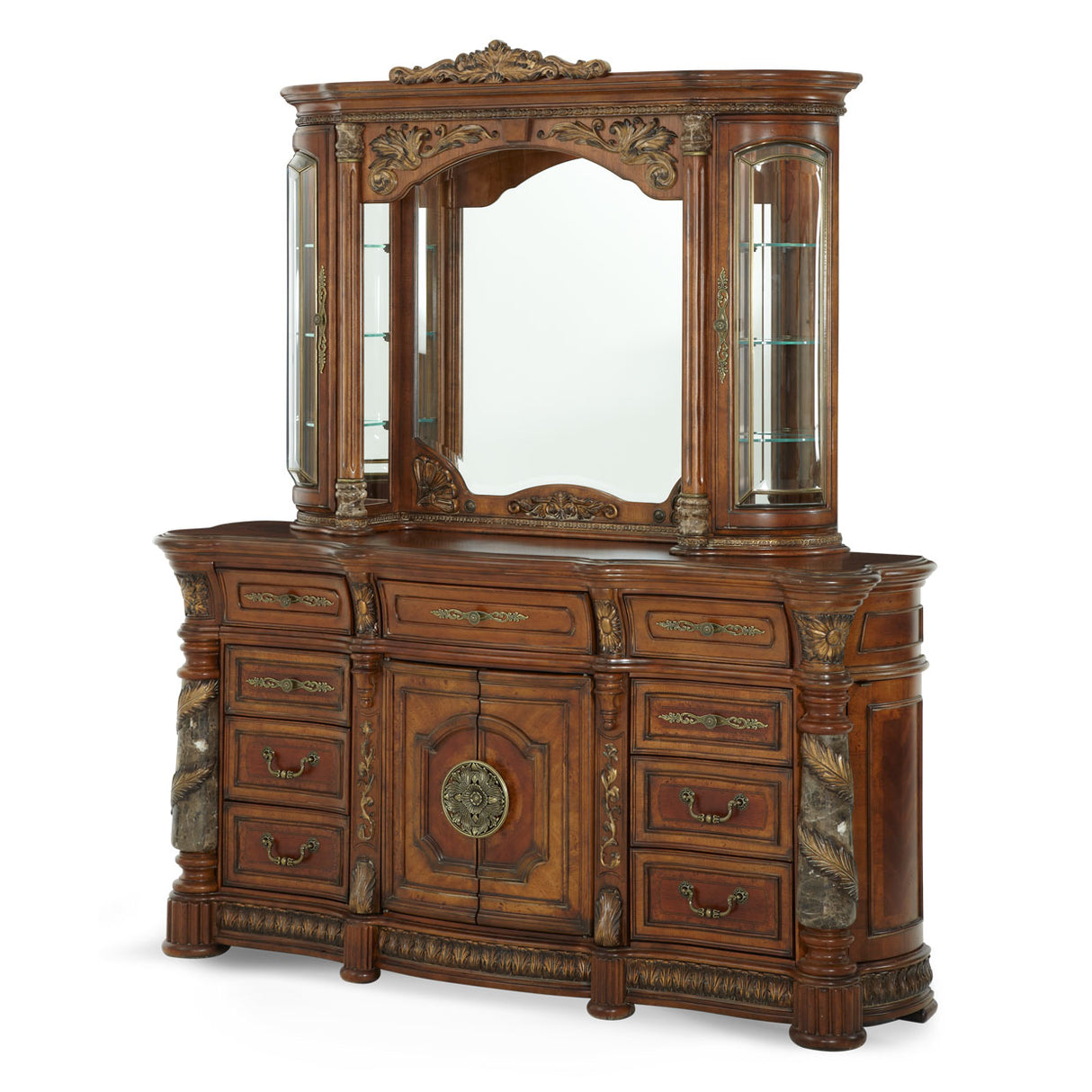 Villa Valencia Classic Chestnut Dresser With Mirror from Michael Amini - Luna Furniture