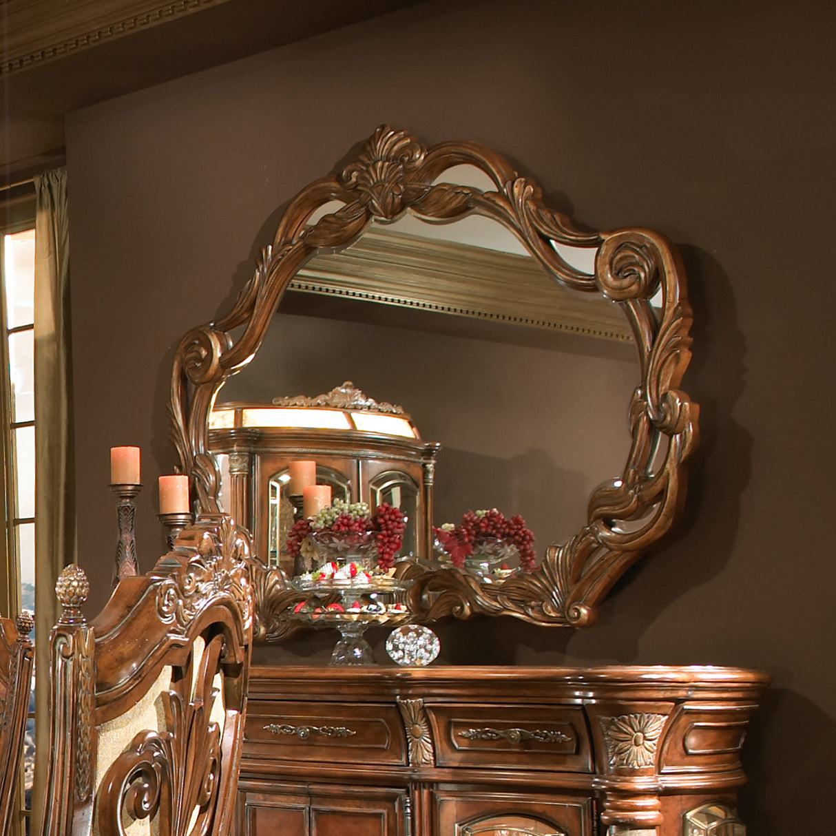 Villa Valencia Classic Chestnut Sideboard Mirror from Michael Amini - Luna Furniture