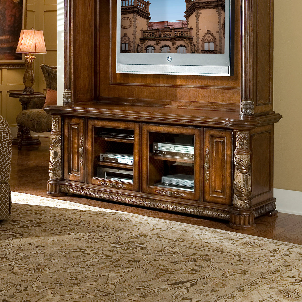 Villa Valencia Classic Chestnut Entertainment Base from Michael Amini - Luna Furniture