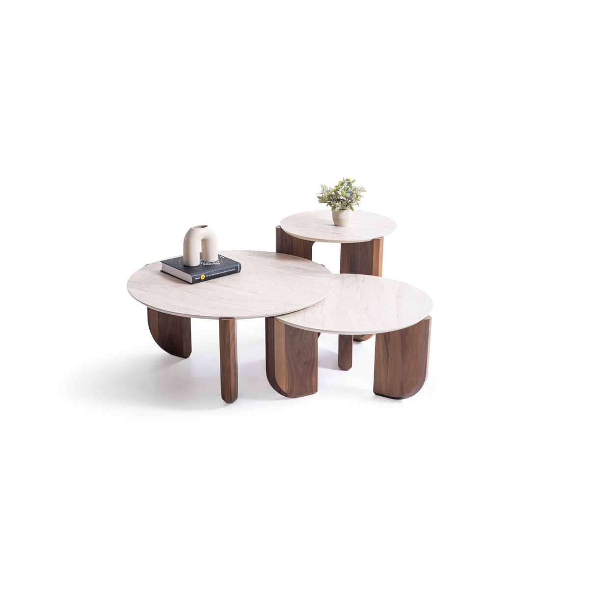 720 Walnut-Travertine 3 Pc Coffee Table Set from Nova Furniture - Luna Furniture