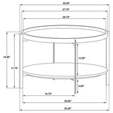 Adhvik Natural Round Wood Top Marble Shelf Coffee Table from Coaster - Luna Furniture