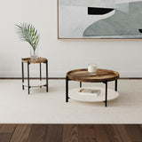 Adhvik Natural Round Wood Top Marble Shelf Coffee Table from Coaster - Luna Furniture