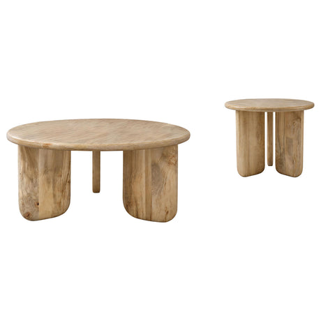 Dale Natural Mango 2-Piece Round Mango Wood Coffee and End Table Set from Coaster - Luna Furniture