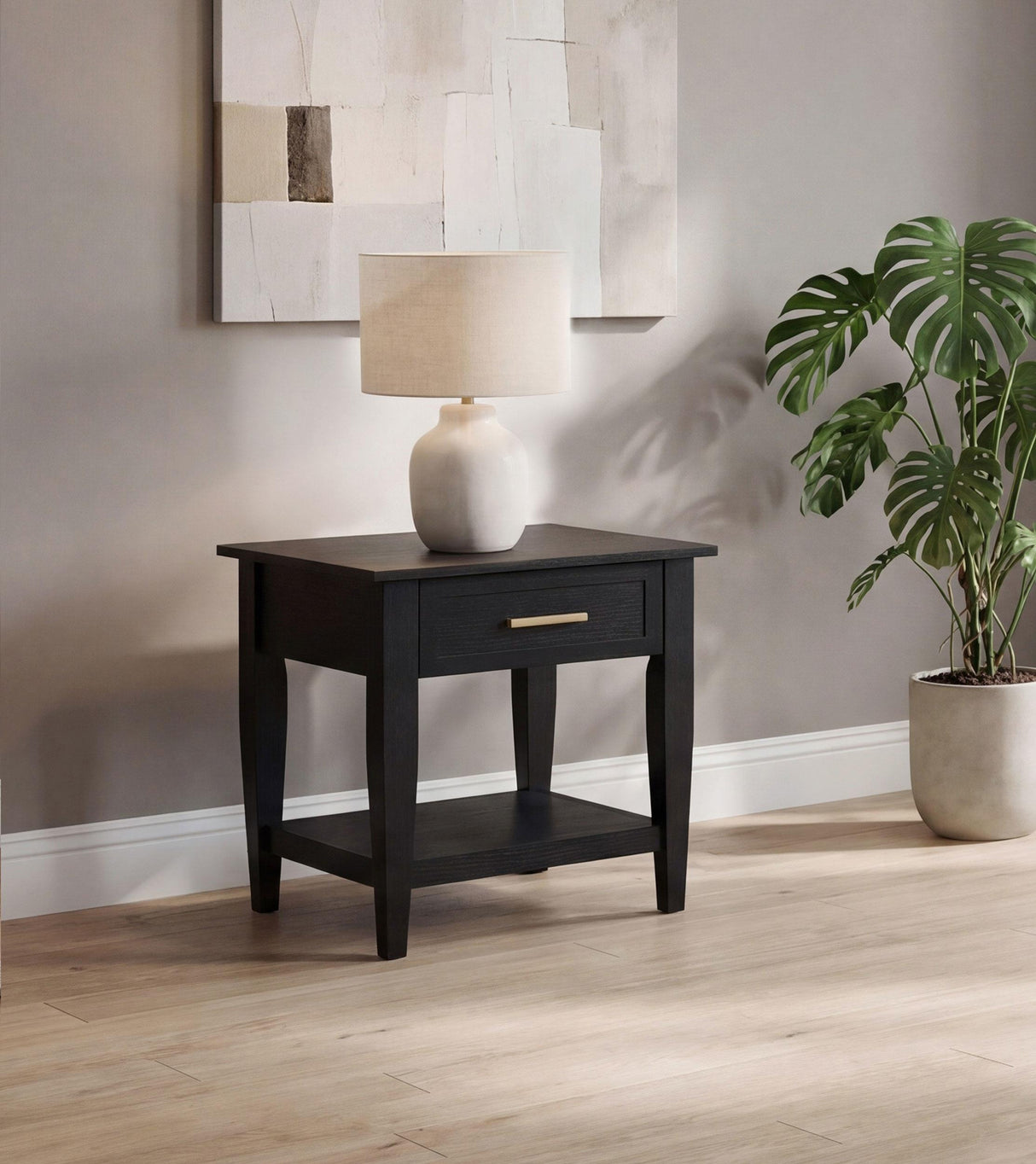 Lindenton Black 1-drawer Wood Occasional Side End Table from Coaster - Luna Furniture
