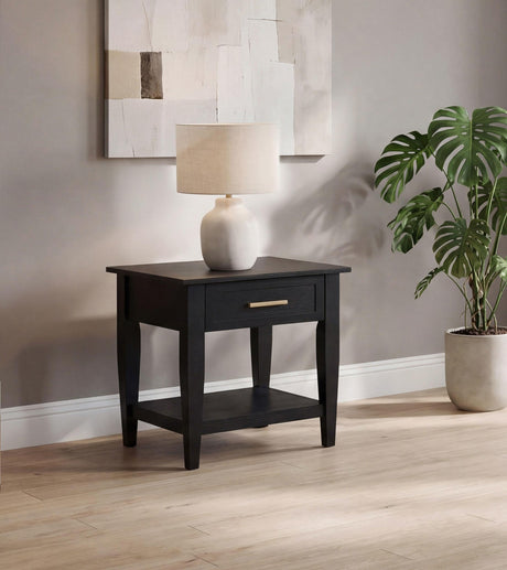 Lindenton Black 1-drawer Wood Occasional Side End Table from Coaster - Luna Furniture