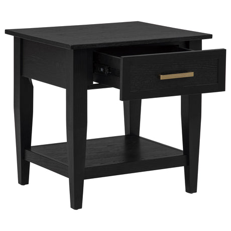 Lindenton Black 1-drawer Wood Occasional Side End Table from Coaster - Luna Furniture