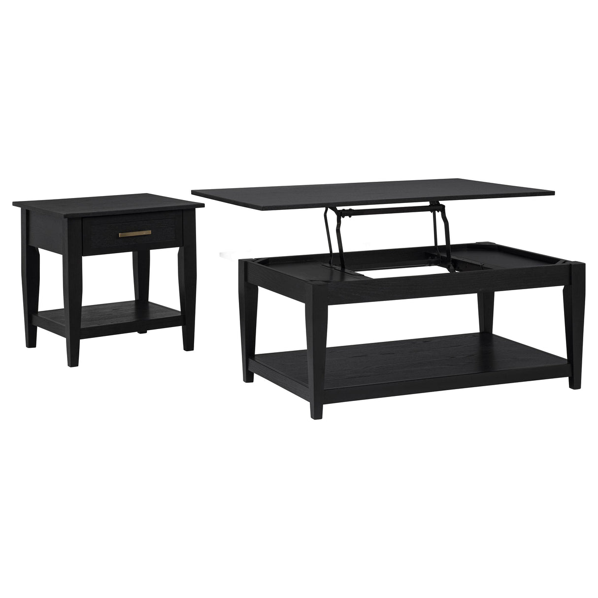 Lindenton Black 2-Piece Wood Lift-Top Coffee and End Table Set from Coaster - Luna Furniture