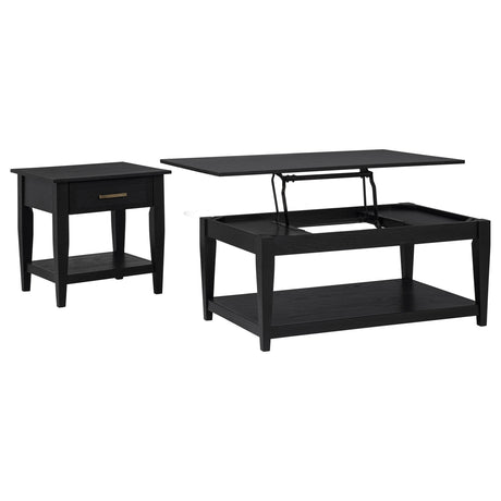 Lindenton Black 2-Piece Wood Lift-Top Coffee and End Table Set from Coaster - Luna Furniture