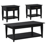Lindenton Black 3-Piece Wood Lift-Top Coffee and End Table Set from Coaster - Luna Furniture