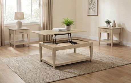 Lindenton Blonde 3-Piece Wood Lift-Top Coffee and End Table Set from Coaster - Luna Furniture