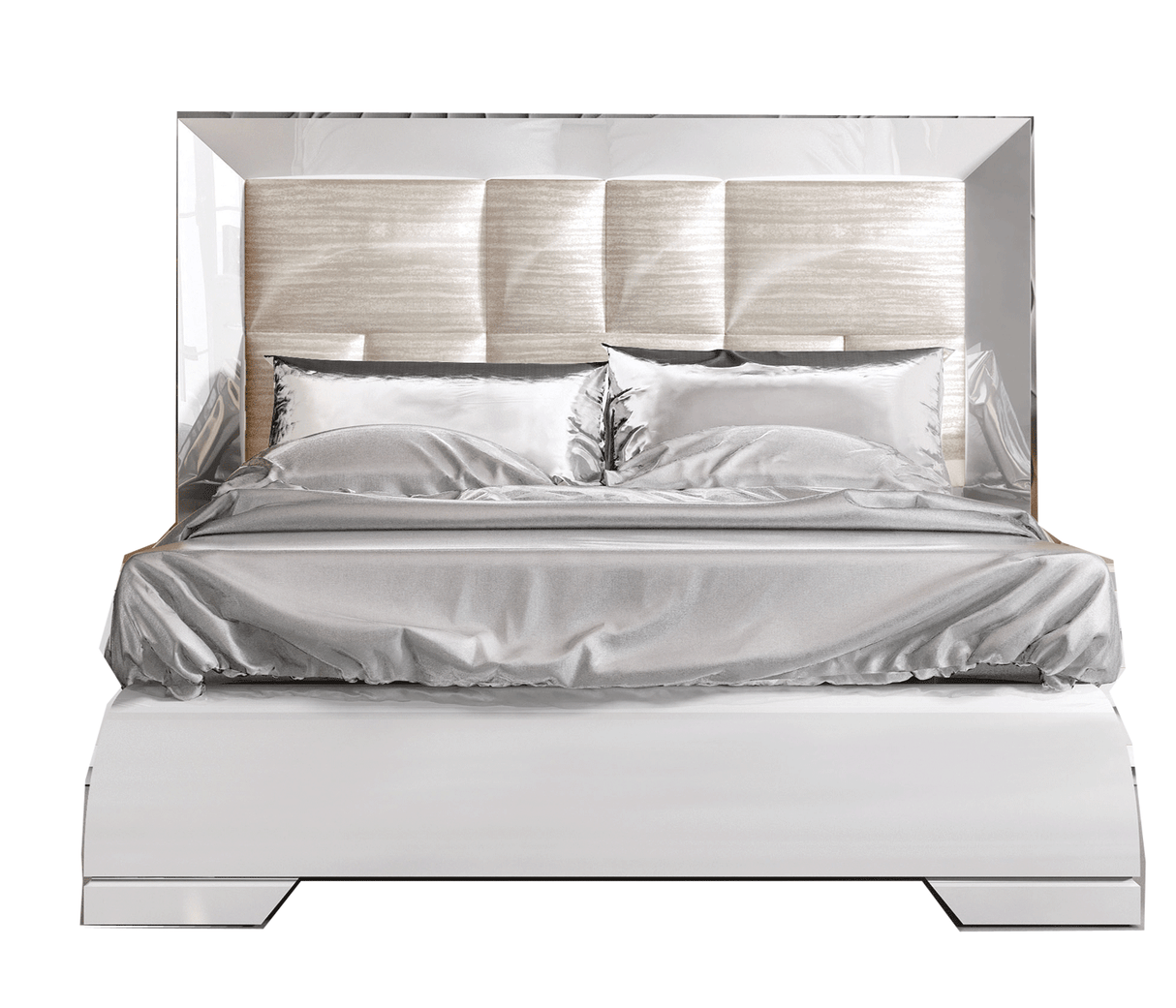 Carmen White KS Bed + Slats Frame Set from ESF Furniture - Luna Furniture